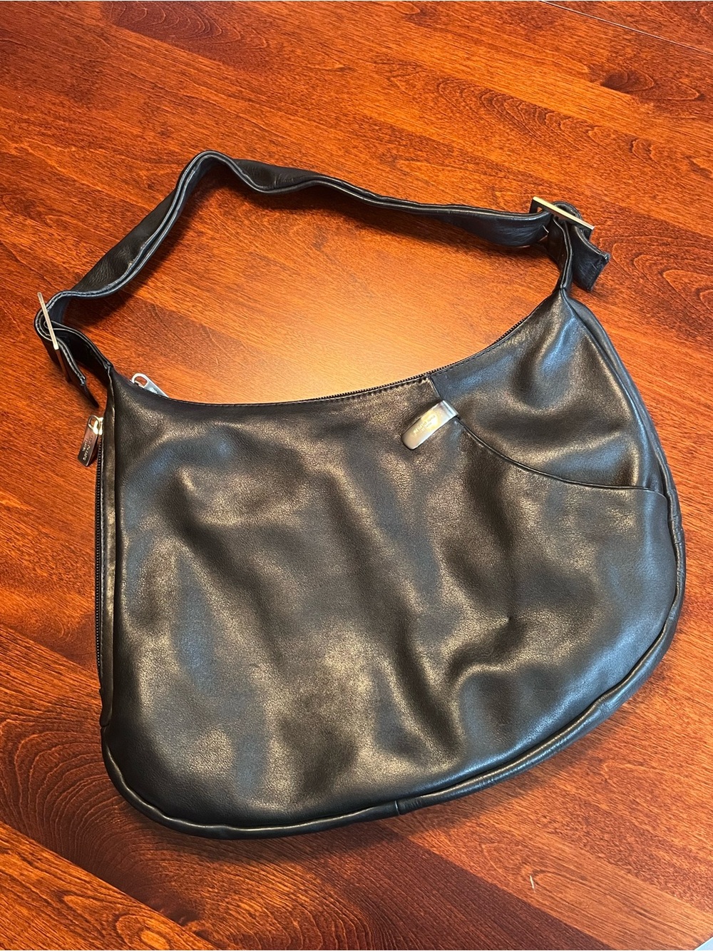 Renato Angi Venezia Black Leather Shoulder Bag